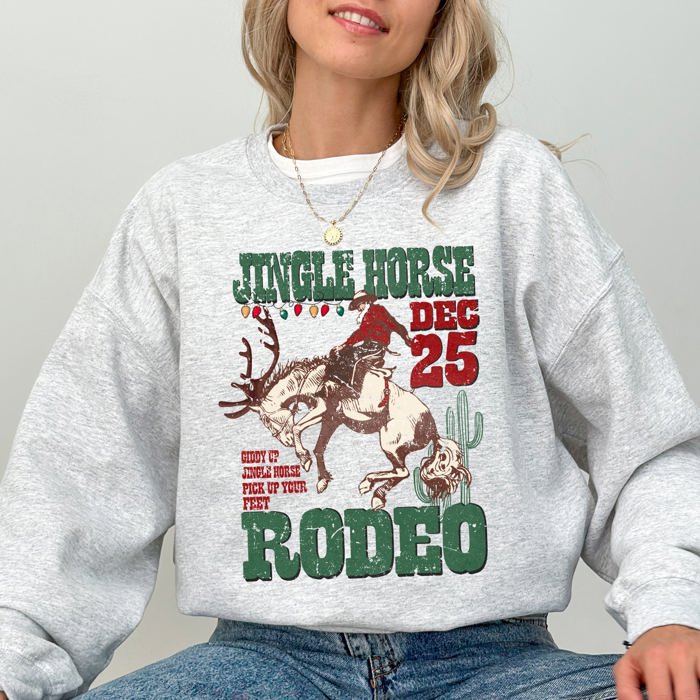 Jingle Horse Rodeo Christmas Cowboy Santa Xmas Western Country Holiday Sweatshirt