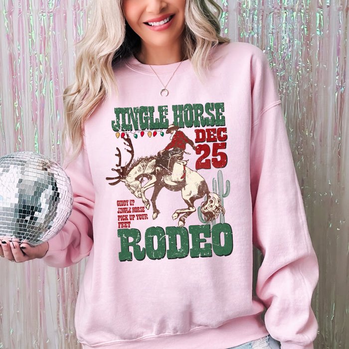 Jingle Horse Rodeo Christmas Cowboy Santa Xmas Western Country Holiday Sweatshirt
