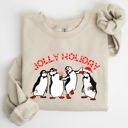 XXL Sand Jolly Holiday Penguins Christmas Winter Santa Cozy Scene With Snowy Parade Sweatshirt