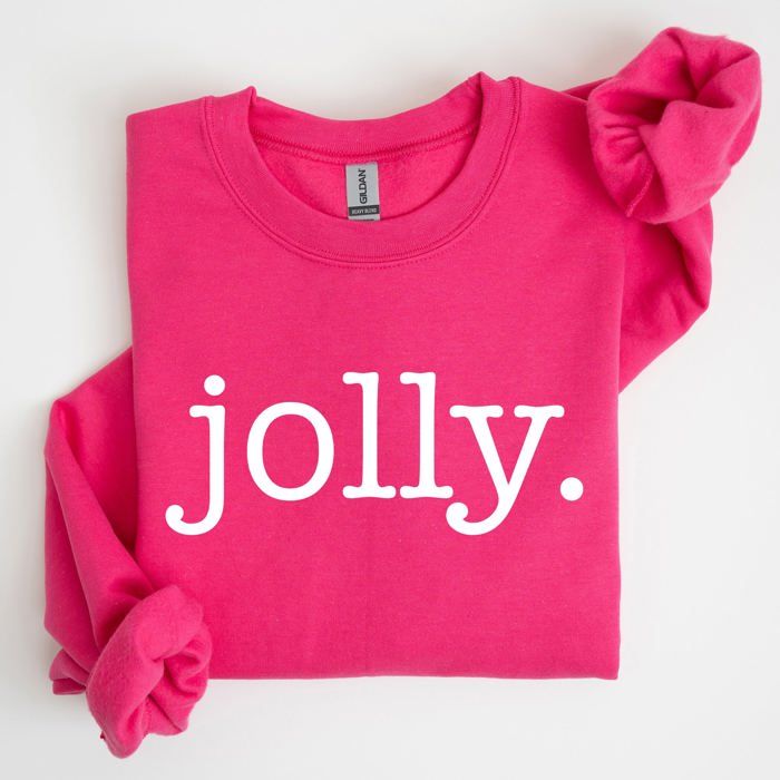 Jolly Classic Minimalist Christmas Winter Snow Santa Festive Cozy Fleece Lined Sweatshirt