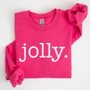 Small Heliconia Bright Pink Jolly Classic Minimalist Christmas Winter Snow Santa Festive Cozy Fleece Lined Sweatshirt