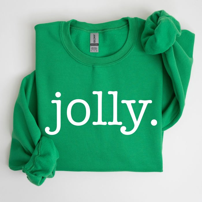 Jolly Classic Minimalist Christmas Winter Snow Santa Festive Cozy Fleece Lined Sweatshirt