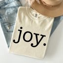 Medium Ivory Cream Joy Classic Minimalist Christmas Winter Snow Santa Xmas Holiday Cheer Comfort Colors Tee