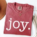 Large Crimson Red Joy Classic Minimalist Christmas Winter Snow Santa Xmas Holiday Cheer Comfort Colors Tee