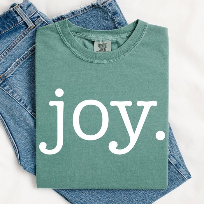 Joy Classic Minimalist Christmas Winter Snow Santa Xmas Holiday Cheer Comfort Colors Tee