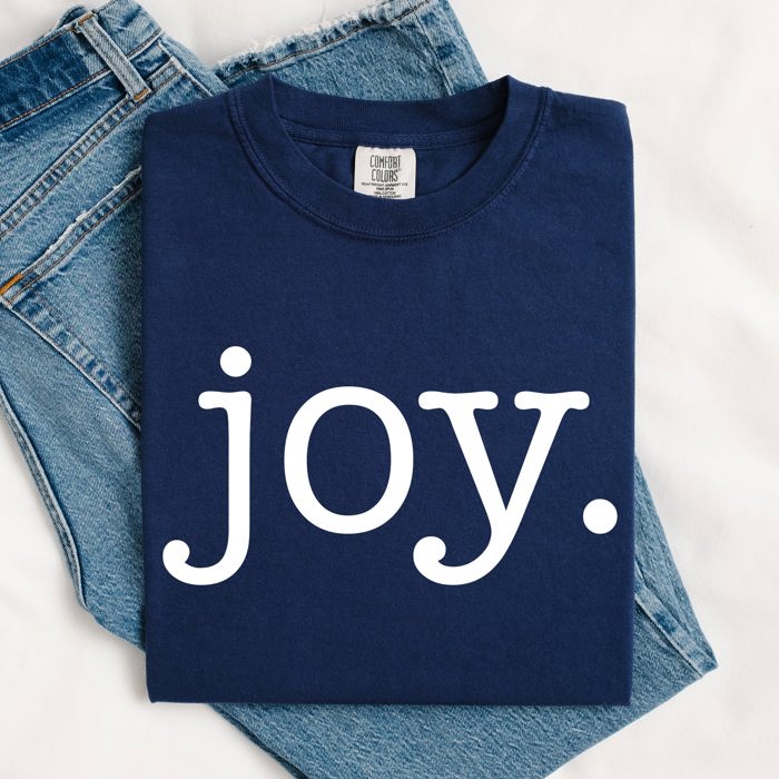 Joy Classic Minimalist Christmas Winter Snow Santa Xmas Holiday Cheer Comfort Colors Tee