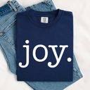 XL Navy Joy Classic Minimalist Christmas Winter Snow Santa Xmas Holiday Cheer Comfort Colors Tee