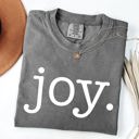 Large Pepper Dark Gray Joy Classic Minimalist Christmas Winter Snow Santa Xmas Holiday Cheer Comfort Colors Tee