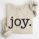 XL Sand Joy, Classic Minimalist, Christmas, Winter, Snow, Santa Graphic Sweatshirt