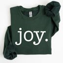 Large Forest Green Joy, Classic Minimalist, Christmas, Winter, Snow, Santa Graphic Sweatshirt
