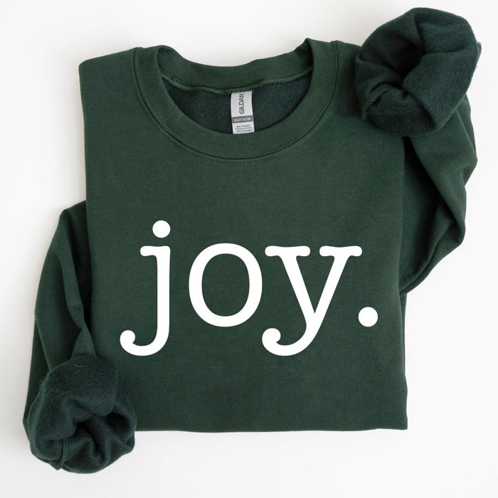 Joy, Classic Minimalist, Christmas, Winter, Snow, Santa Graphic Sweatshirt