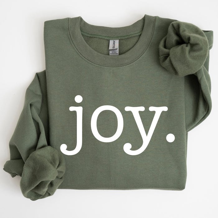 Joy, Classic Minimalist, Christmas, Winter, Snow, Santa Graphic Sweatshirt