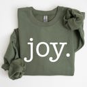 XL Military Green Joy, Classic Minimalist, Christmas, Winter, Snow, Santa Graphic Sweatshirt