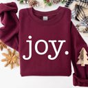 Large Maroon Joy, Classic Minimalist, Christmas, Winter, Snow, Santa Graphic Sweatshirt