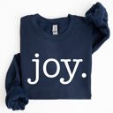 Medium Navy Joy, Classic Minimalist, Christmas, Winter, Snow, Santa Graphic Sweatshirt
