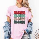 XXL Blossom Light Pink Mama Mama Mama Mama Christmas Retro Leopard Print Santa Xmas Holiday Edition Comfort Colors Tee