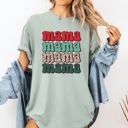 Small Bay Light Sage Mama Mama Mama Mama Christmas Retro Leopard Print Santa Xmas Holiday Edition Comfort Colors Tee