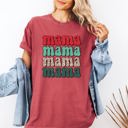 Medium Crimson Red Mama Mama Mama Mama Christmas Retro Leopard Print Santa Xmas Holiday Edition Comfort Colors Tee