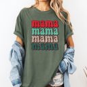 XXL Moss Dark Green Mama Mama Mama Mama Christmas Retro Leopard Print Santa Xmas Holiday Edition Comfort Colors Tee