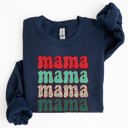  Mama Mama Mama Mama Christmas Xmas Leopard Print Santa Retro Winter Graphic Sweatshirt