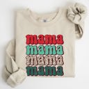 XL Sand Mama Mama Mama Mama Christmas Xmas Leopard Print Santa Retro Winter Graphic Sweatshirt