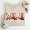 XXL Sand Mama Red Checkered Christmas Plaid Holly Winter Santa Xmas Festive Cozy Sweatshirt