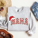 XL Ash Light Gray Mama Red Checkered Christmas Plaid Santa Winter Xmas Cozy Holiday Spirit Sweatshirt