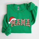 Large Irish Bright Green Mama Red Checkered Christmas Plaid Santa Winter Xmas Cozy Holiday Spirit Sweatshirt