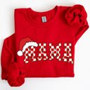 Large Red Mama Red Checkered Christmas Plaid Santa Winter Xmas Cozy Holiday Spirit Sweatshirt