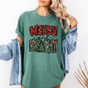 Small Light Green Merry and Bright Christmas Tree Colorful Winter Xmas Santa Holiday Comfort Colors Tee