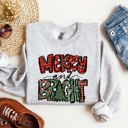 Medium Ash Light Gray Merry And Bright Christmas Tree Santa Colorful Winter Xmas Noel Jolly Holiday Scene Sweatshirt