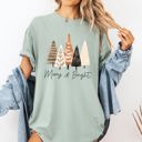 XL Bay Light Sage Merry and Bright Christmas Trees Hygge Winter Santa Snow Xmas Comfort Colors Tee