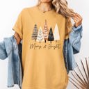 XL Mustard Merry and Bright Christmas Trees Hygge Winter Santa Snow Xmas Comfort Colors Tee