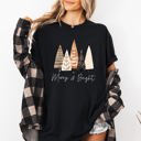 XL Black Merry and Bright Christmas Trees Hygge Winter Santa Snow Xmas Comfort Colors Tee