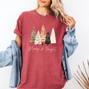 XXXL Crimson Red Merry and Bright Christmas Trees Hygge Winter Santa Snow Xmas Comfort Colors Tee