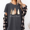 XXL Pepper Dark Gray Merry and Bright Christmas Trees Hygge Winter Santa Snow Xmas Comfort Colors Tee