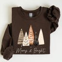  Merry and Bright Christmas Trees Hygge Winter Santa Snow Xmas Festive Holiday Cheer Sweatshirt