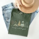 XL Moss Dark Green Merry And Bright Christmas Trees Minimalist Winter Snow Xmas Edition Comfort Colors Tee