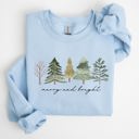  Merry and Bright Christmas Trees Minimalist Winter Snow Xmas Cozy Holiday Sweatshirt