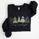  Merry and Bright Christmas Trees Minimalist Winter Snow Xmas Cozy Holiday Sweatshirt