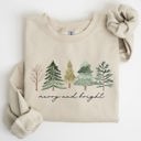 XXXL Sand Merry and Bright Christmas Trees Minimalist Winter Snow Xmas Cozy Holiday Sweatshirt