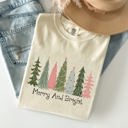 XXXL Ivory Cream Merry and Bright Christmas Trees Winter Snow Xmas Holiday Scene Comfort Colors Tee