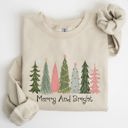 XXL Sand Merry And Bright Christmas Trees Winter Snow Xmas Holiday Lights Festive Scene Sweatshirt