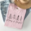 XXL Blossom Light Pink Merry And Bright Limited Edition Christmas Minimalist Winter Snow Santa Xmas Comfort Colors Tee