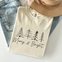 XL Ivory Cream Merry And Bright Limited Edition Christmas Minimalist Winter Snow Santa Xmas Comfort Colors Tee