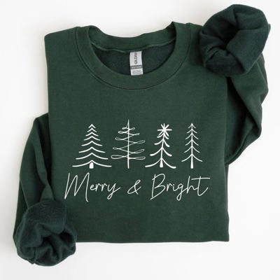 Merry And Bright Christmas Minimalist Winter Snow Santa Xmas Holiday Cozy Sweatshirt