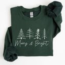  Merry And Bright Christmas Minimalist Winter Snow Santa Xmas Holiday Cozy Sweatshirt