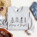 XXL Ash Light Gray Merry And Bright Christmas Minimalist Winter Snow Santa Xmas Holiday Cozy Sweatshirt