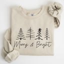 XXXL Sand Merry And Bright Christmas Minimalist Winter Snow Santa Xmas Holiday Cozy Sweatshirt