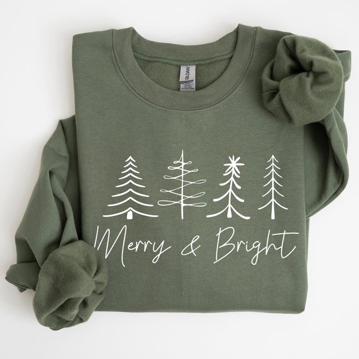 Merry And Bright Christmas Minimalist Winter Snow Santa Xmas Holiday Cozy Sweatshirt